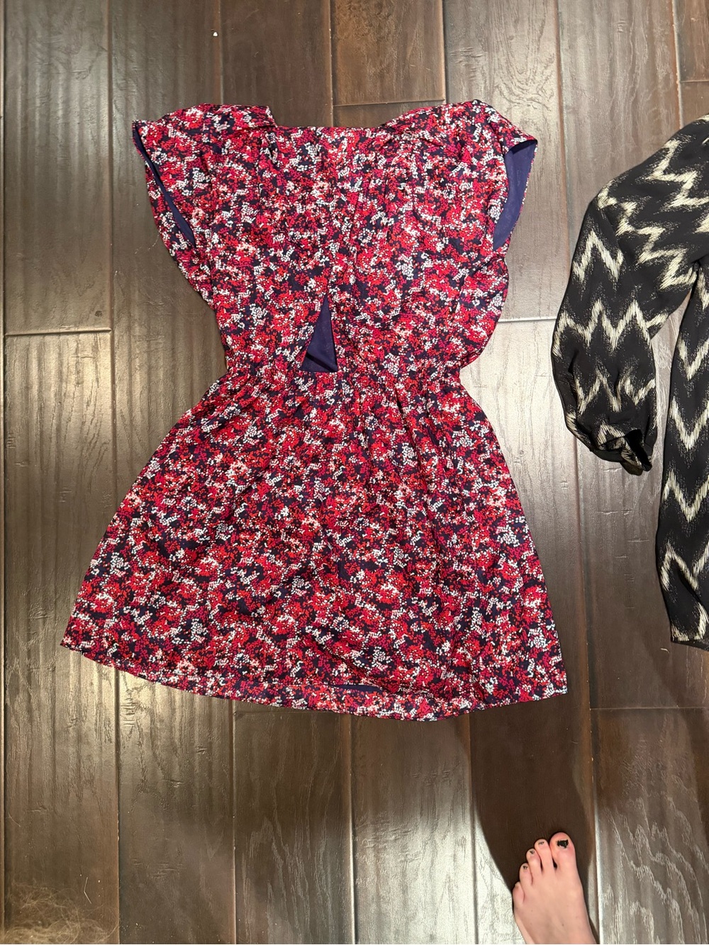 Floral Red & Navy Short Dress